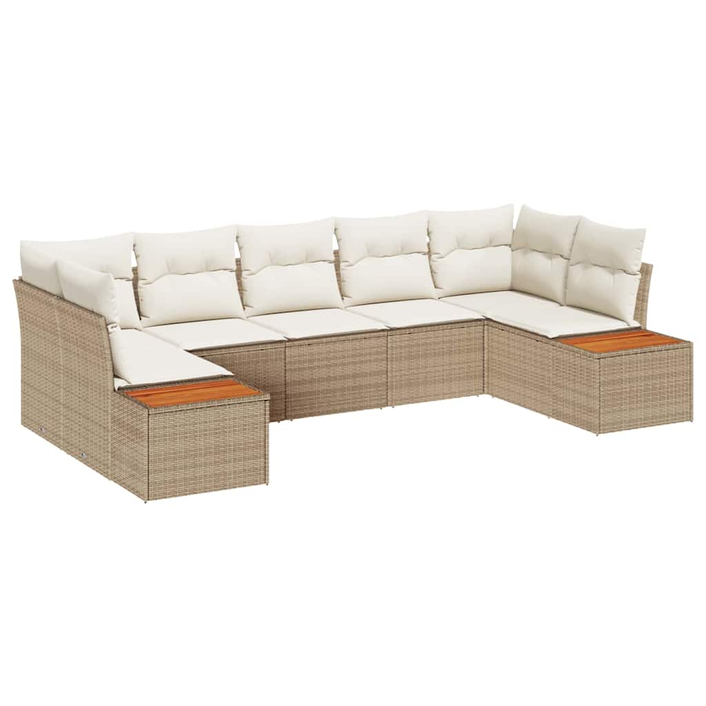Set Divano da Giardino 7 pcs Beige e Crema Polyrattan | homemem39