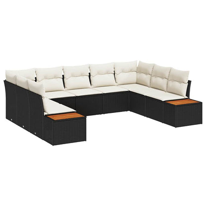 Set Divano da Giardino 5 pcs Nero e Crema Polyrattan | homemem39