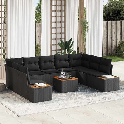 Set Divano da Giardino con cuscino 5 pcs Nero Polyrattan | homemem39