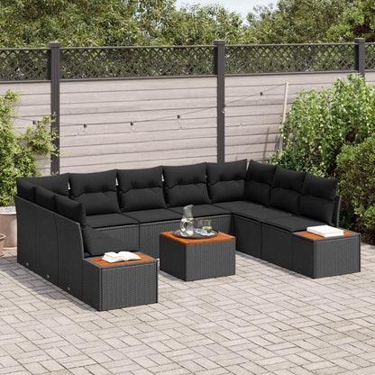 Set Divano da Giardino con cuscino 5 pcs Nero Polyrattan | homemem39