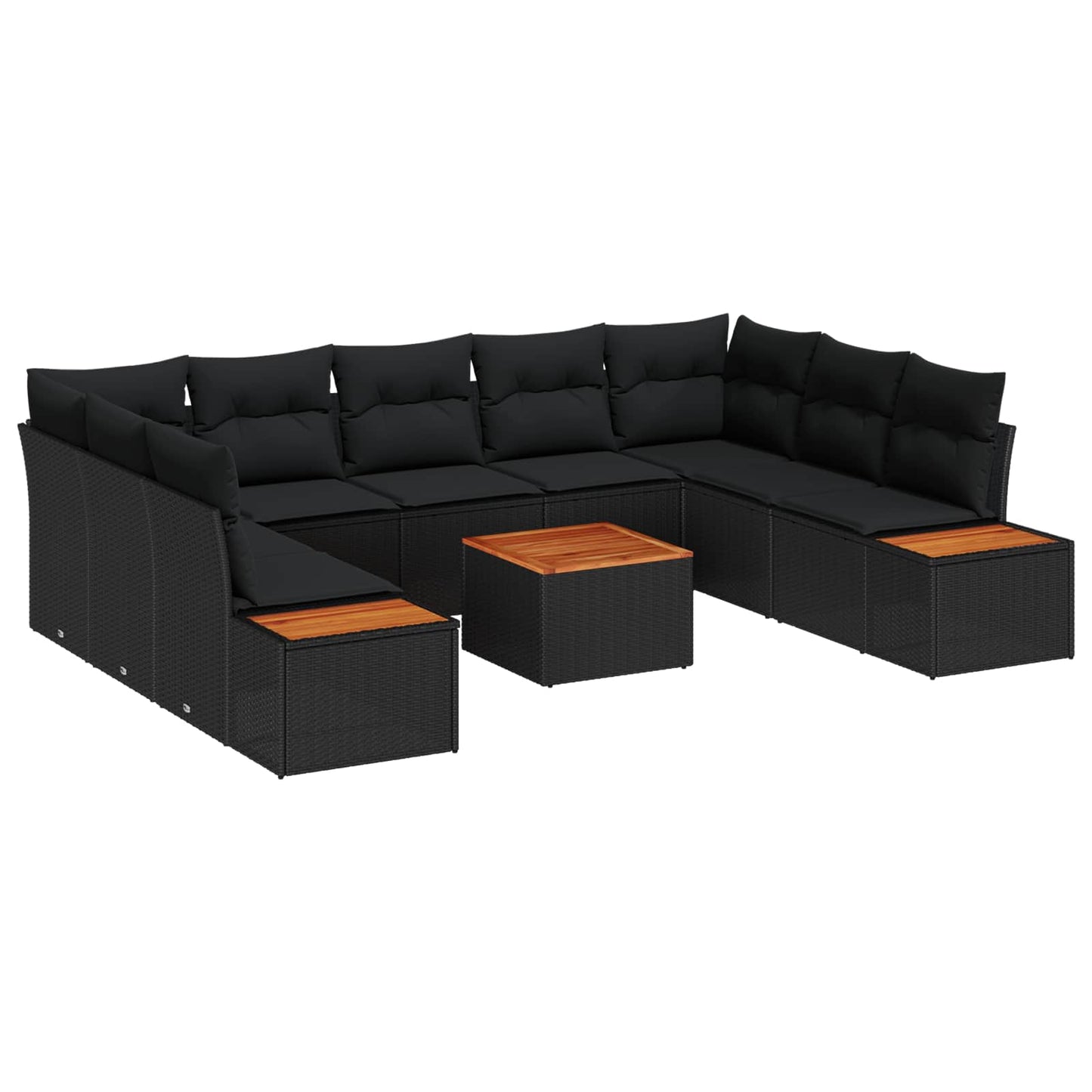 Set Divano da Giardino con cuscino 5 pcs Nero Polyrattan | homemem39