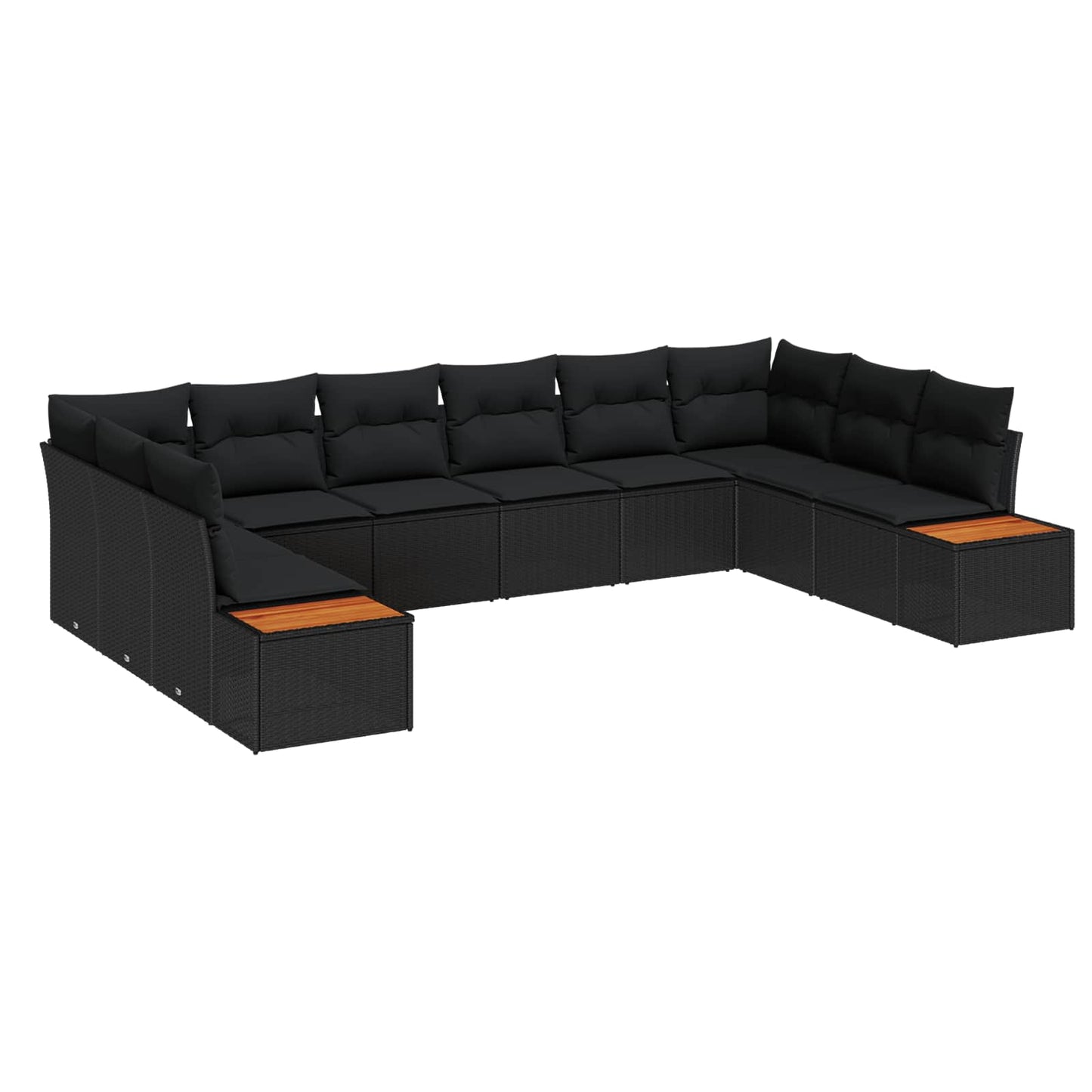 Set Divano da Giardino con cuscino 10 pcs Nero Polyrattan | homemem39