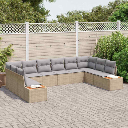 Set Divano da Giardino 10 pcs Beige e Grigio Chiaro Polyrattan | homemem39