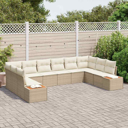 Set Divano da Giardino 10 pcs Beige e Crema Polyrattan | homemem39