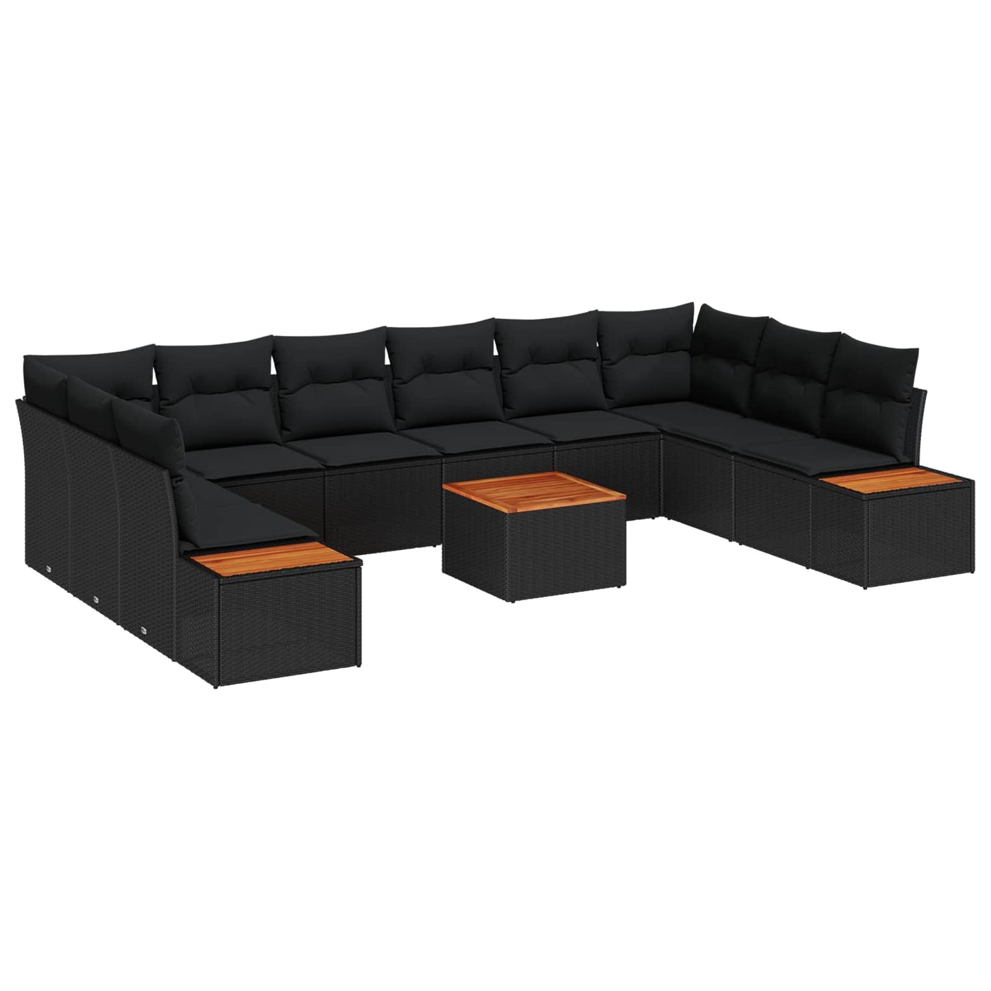 Set Divano da Giardino con cuscino 10 pcs Nero Polyrattan | homemem39