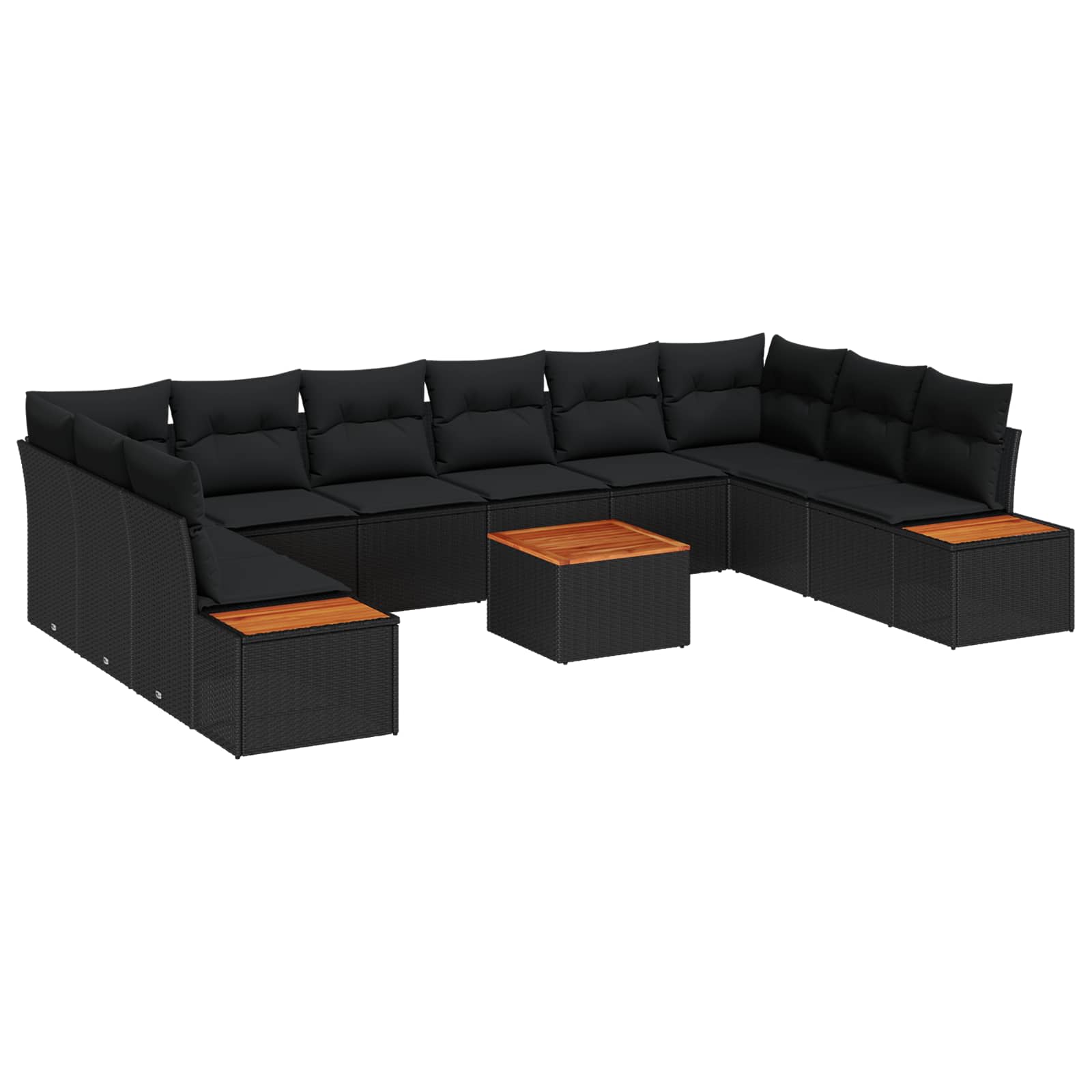 Set Divano da Giardino con cuscino 10 pcs Nero Polyrattan | homemem39