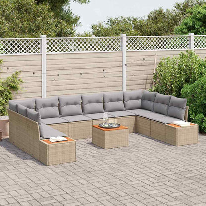 Set Divano da Giardino 10 pcs Beige e Grigio Chiaro Polyrattan | homemem39