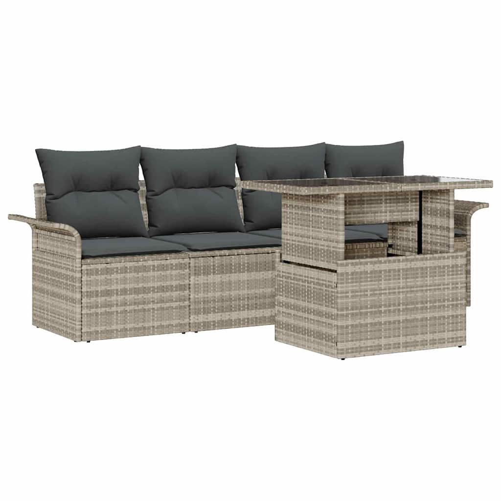 Set Divano da Giardino con cuscino 5 pcs Grigio chiaro | homemem39