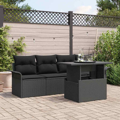 Set Divano da Giardino 5 pcs Nero Rattan in Polipropilene | homemem39