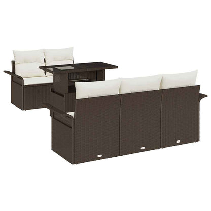 Set Divano da Giardino 6 pcs Marrone Rattan in Polipropilene | homemem39