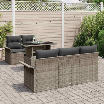 Set Divano da Giardino 6 pcs Grigio Rattan in Polipropilene | homemem39