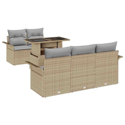 Set Divano da Giardino 6 pcs Beige Rattan in Polipropilene | homemem39