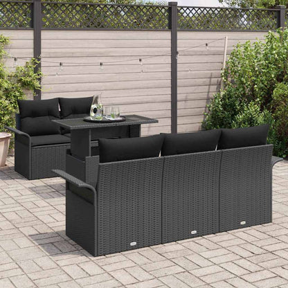 Set Divano da Giardino 6 pcs Nero Rattan in Polipropilene | homemem39