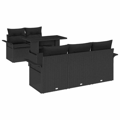 Set Divano da Giardino 6 pcs Nero Rattan in Polipropilene | homemem39