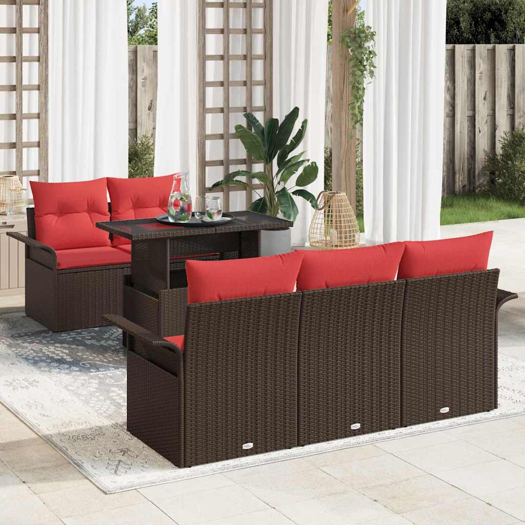 Set Divano da Giardino 6 pcs Marrone Rattan in Polipropilene | homemem39