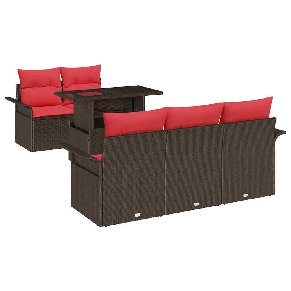 Set Divano da Giardino 6 pcs Marrone Rattan in Polipropilene | homemem39