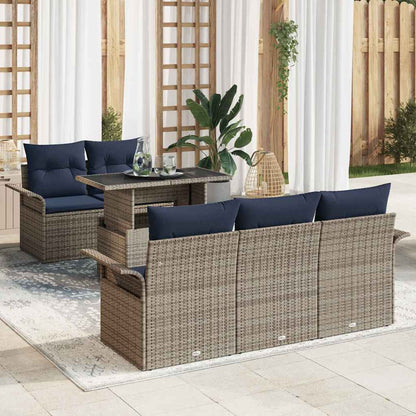 Set Divano da Giardino 6 pcs Grigio Rattan in Polipropilene
