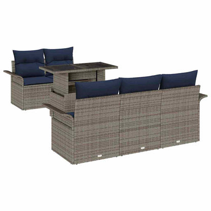 Set Divano da Giardino 6 pcs Grigio Rattan in Polipropilene | homemem39