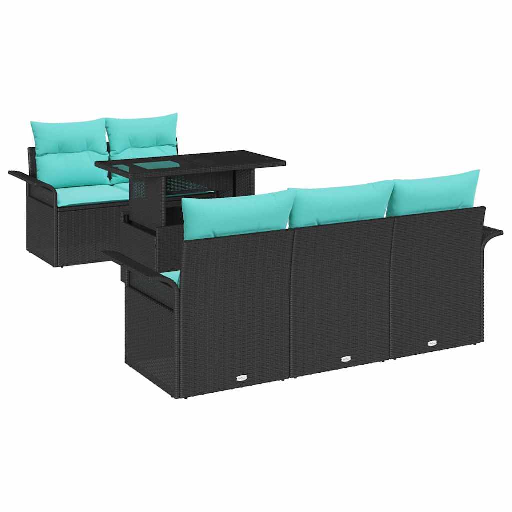 Set Divano da Giardino 6 pcs Nero Rattan in Polipropilene | homemem39
