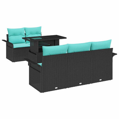 Set Divano da Giardino 6 pcs Nero Rattan in Polipropilene | homemem39