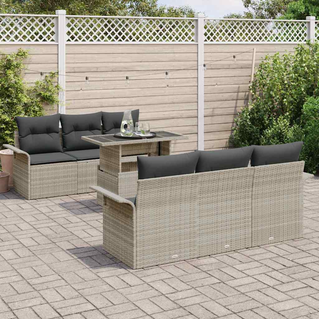Set Divano da Giardino con cuscino 7 pcs Grigio chiaro | homemem39