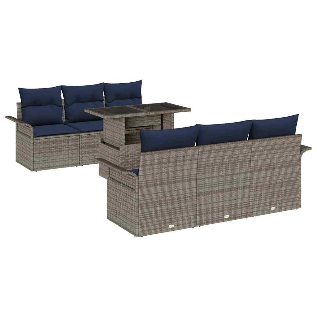 Set Divano da Giardino 7 pcs Grigio Rattan in Polipropilene | homemem39