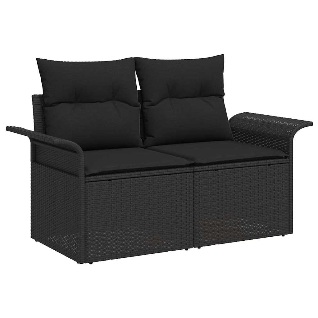 Set Divano da Giardino con cuscino 7 pcs Nero Poly Rattan - homemem39