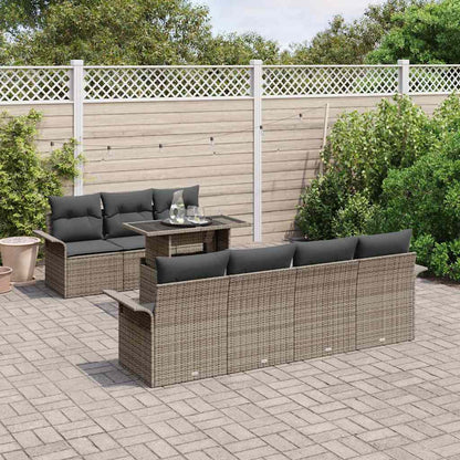 Set Divano da Giardino 8 pcs Grigio Rattan in Polipropilene | homemem39