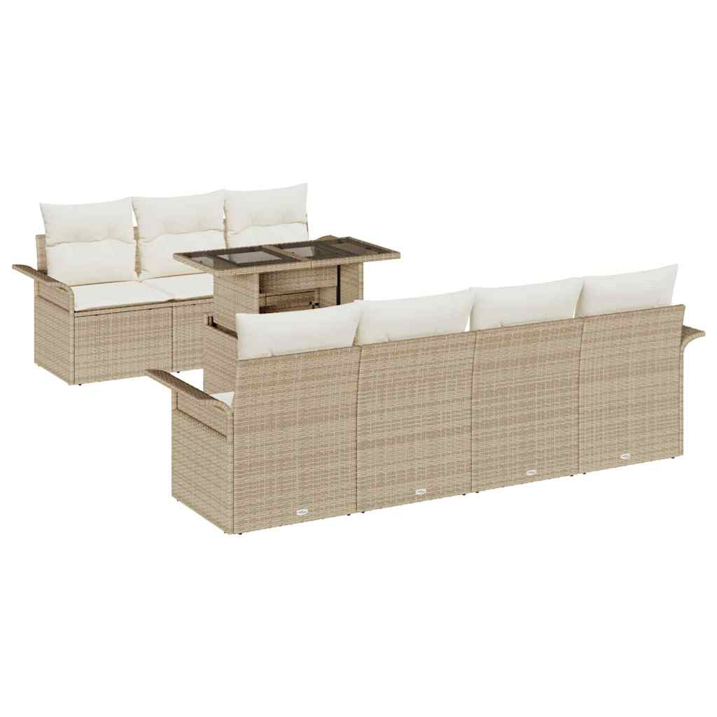 Set Divano da Giardino 8 pcs Beige Rattan in Polipropilene | homemem39