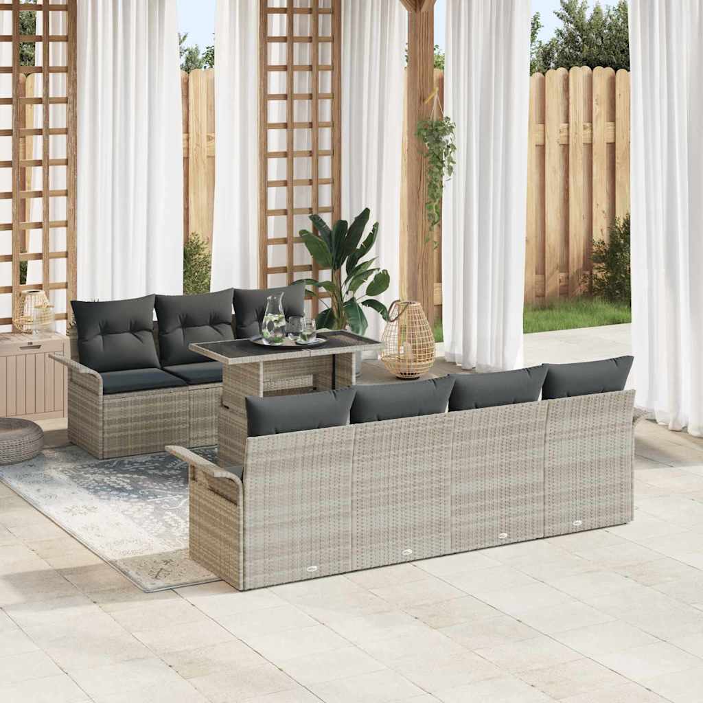 Set Divano da Giardino con cuscino 8 pcs Grigio chiaro | homemem39