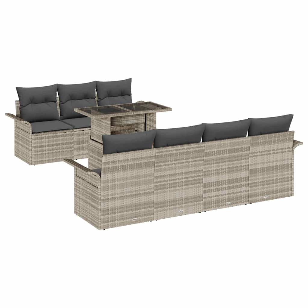 Set Divano da Giardino con cuscino 8 pcs Grigio chiaro | homemem39