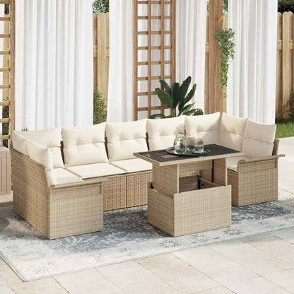 Set Divano da Giardino 8 pcs Beige Rattan in Polipropilene | homemem39