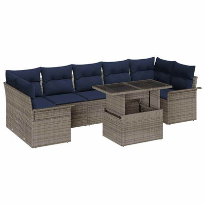 Set Divano da Giardino 8 pcs Grigio Rattan in Polipropilene | homemem39