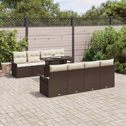 Set Divano da Giardino con cuscino 9 pcs Marrone Poly Rattan | homemem39