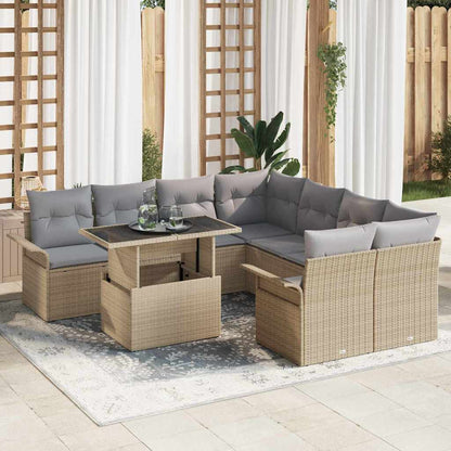 Set Divano da Giardino 9 pcs Beige Rattan in Polipropilene | homemem39