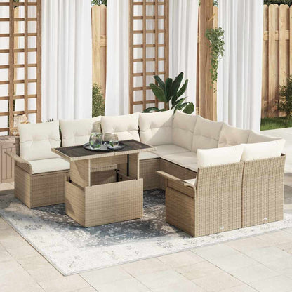 Set Divano da Giardino 9 pcs Beige Rattan in Polipropilene | homemem39