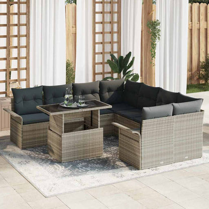 Set Divano da Giardino con cuscino 9 pcs Grigio chiaro | homemem39