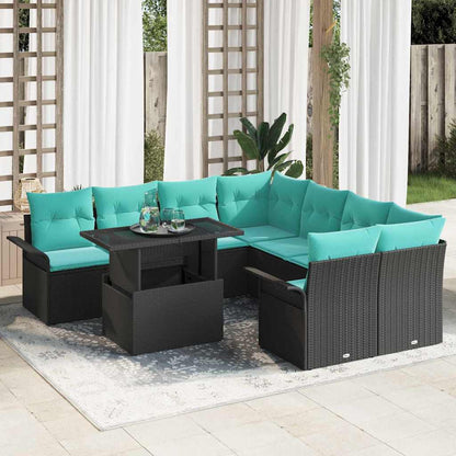 Set Divano da Giardino 9 pz Nero | homemem39