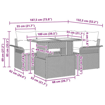 Set Divano da Giardino 5 pcs Grigio chiaro Poly Rattan | homemem39