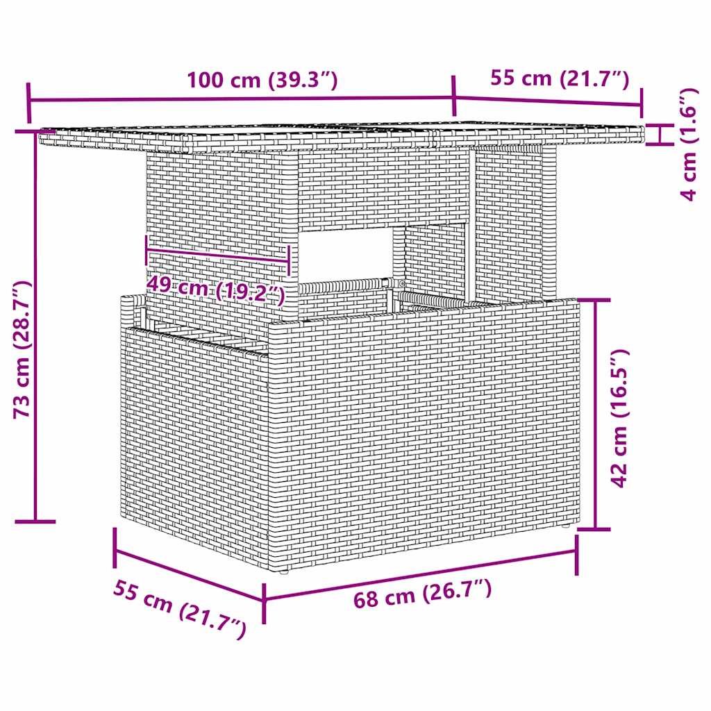 Set Divano da Giardino con cuscino 7 pcs Marrone Poly Rattan