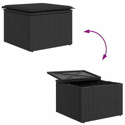 Set Divano da Giardino con cuscino 7 pcs Nero Poly Rattan | homemem39