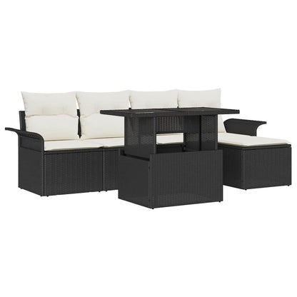 Set Divano da Giardino con cuscino 8 pcs Nero Poly Rattan | homemem39