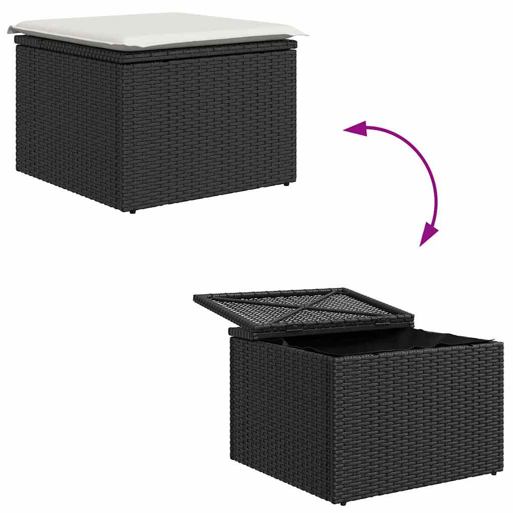 Set Divano da Giardino con cuscino 8 pcs Nero Poly Rattan | homemem39