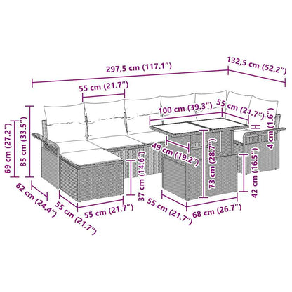 Set Divano da Giardino con cuscino 8 pcs Marrone Poly Rattan | homemem39