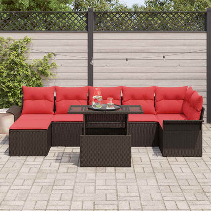 Set Divano da Giardino 8 pcs Marrone Rattan in Polipropilene | homemem39