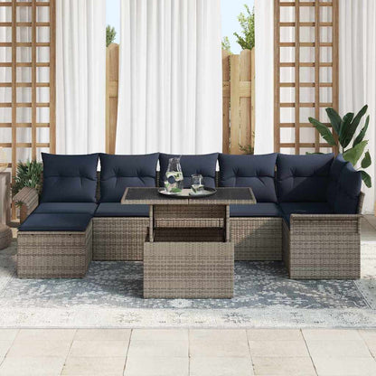 Set Divano da Giardino 8 pcs Grigio Rattan in Polipropilene | homemem39