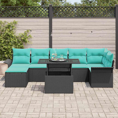 Set Divano da Giardino 8 pcs Nero Rattan in Polipropilene | homemem39
