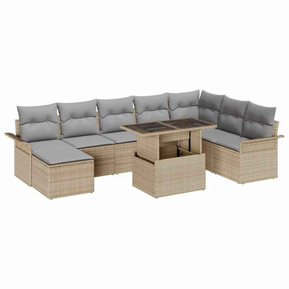 Set Divano da Giardino con cuscino 9 pcs Beige e Grigio Chiaro | homemem39