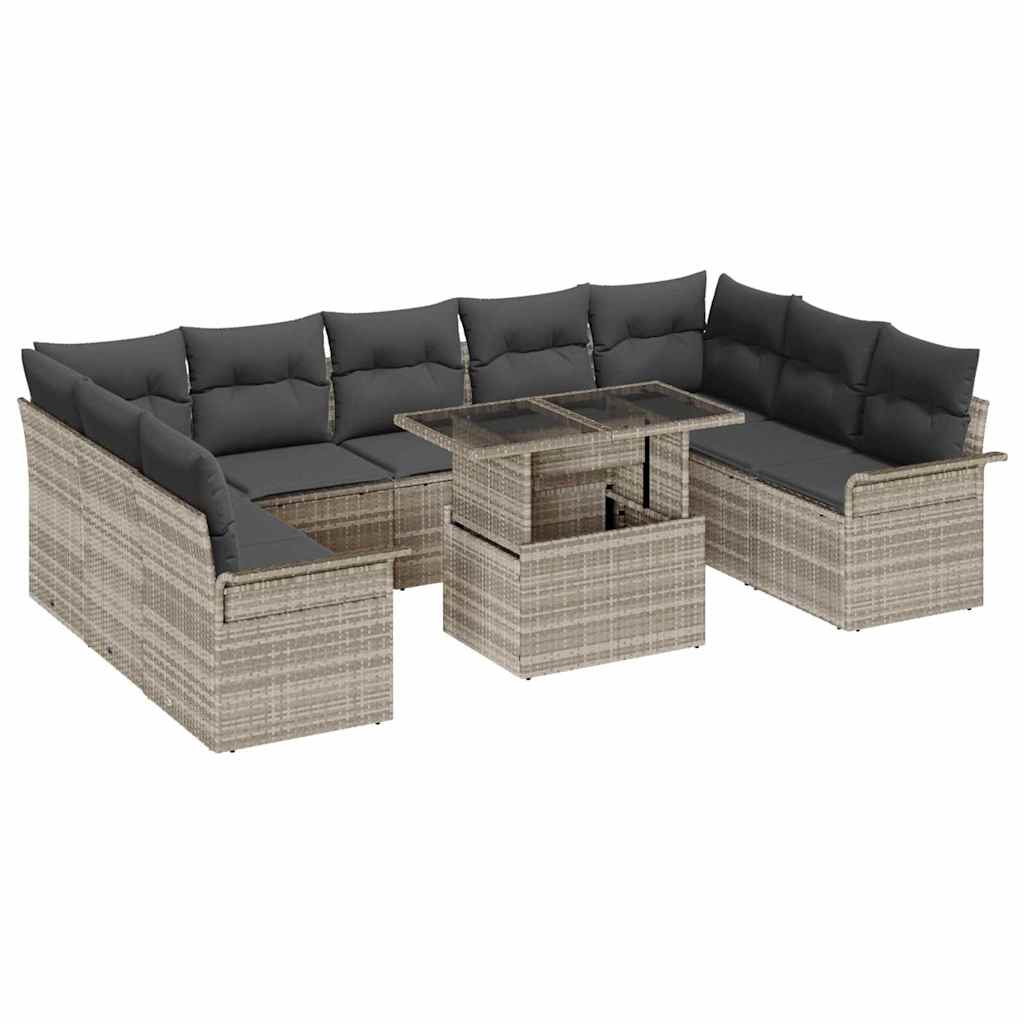 Set Divano da Giardino con cuscino 10 pcs Grigio chiaro | homemem39