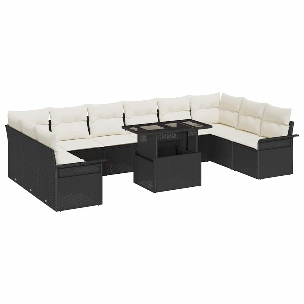 Set Divano da Giardino 11 pcs Nero Rattan in Polipropilene | homemem39